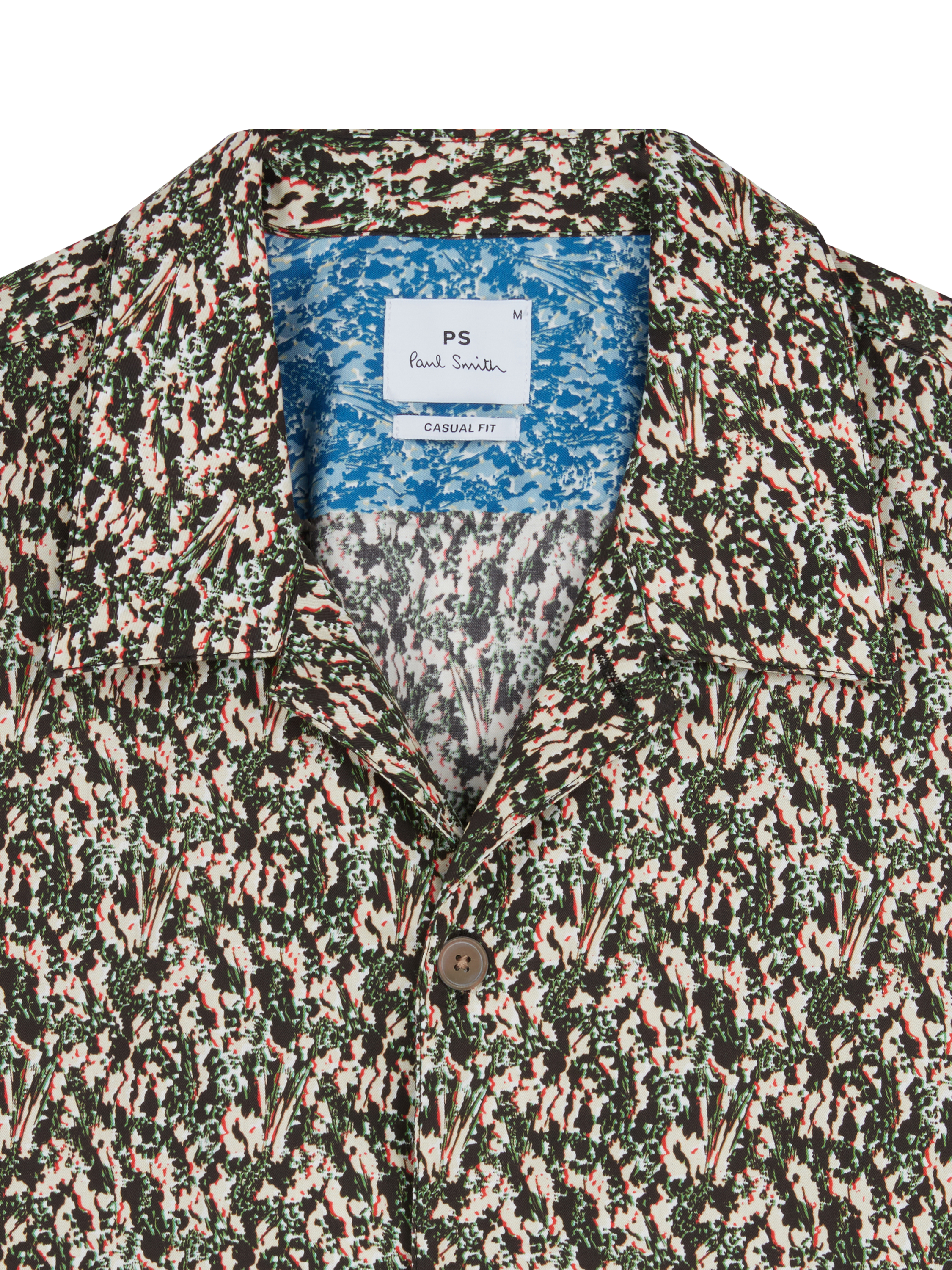 Product image 2 of 3, which shows PS Paul Smith Cotton Regular Fit Abstract Textured Shirt, Green, S