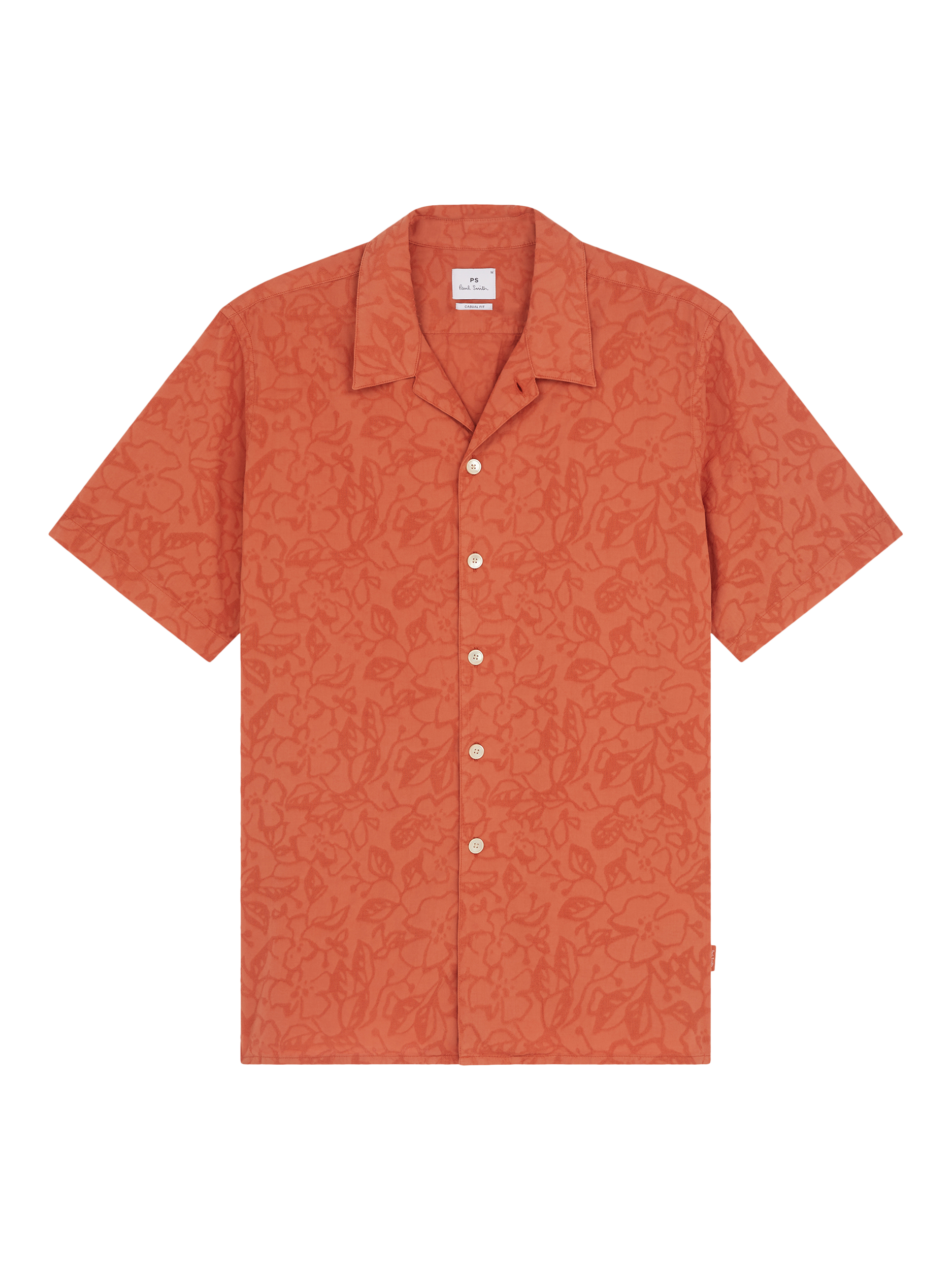 Product image 1 of 3, which shows PS Paul Smith Cotton Regular Fit Floral Shirt, Orange, S