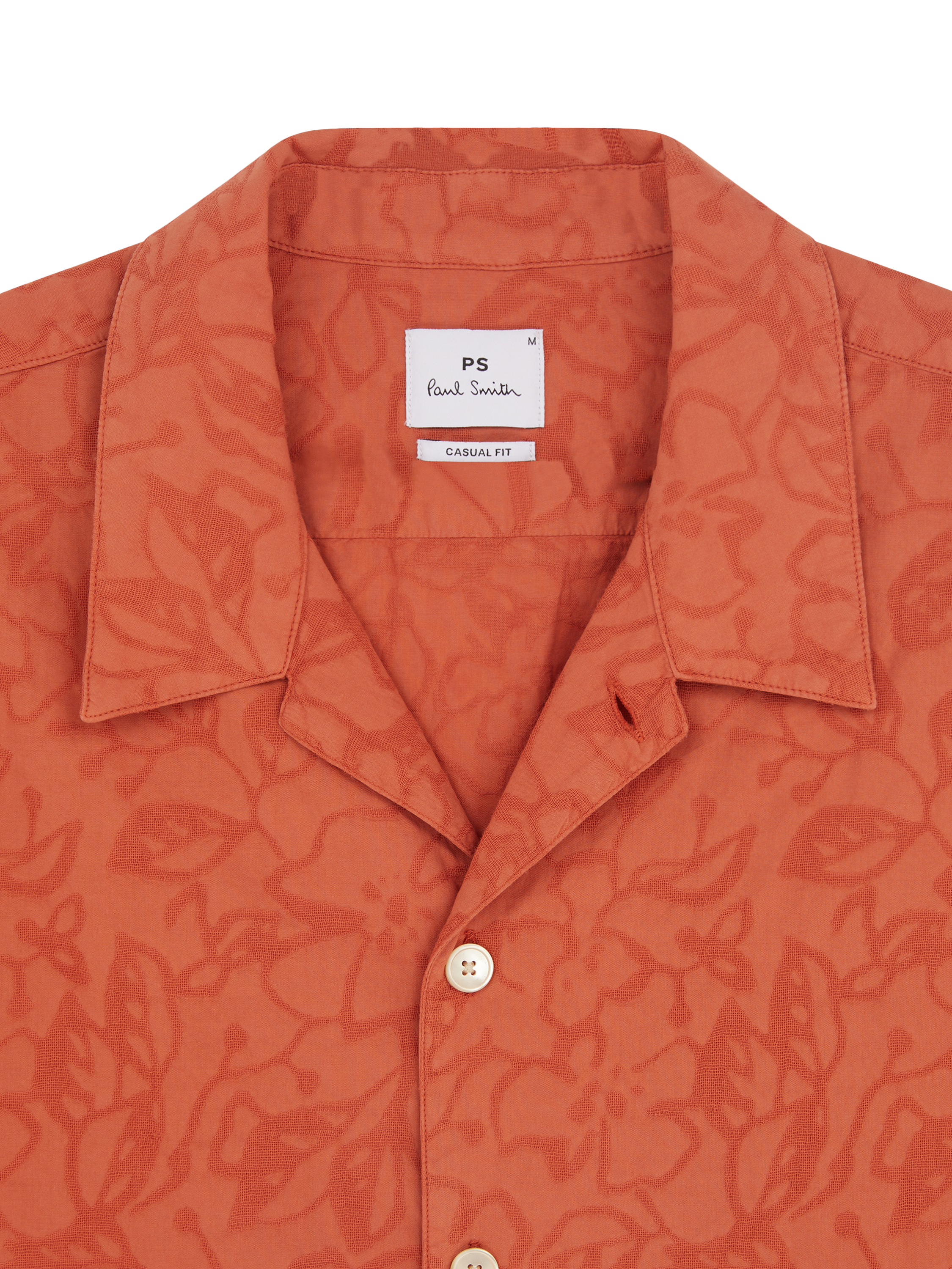 Product image 2 of 3, which shows PS Paul Smith Cotton Regular Fit Floral Shirt, Orange, S