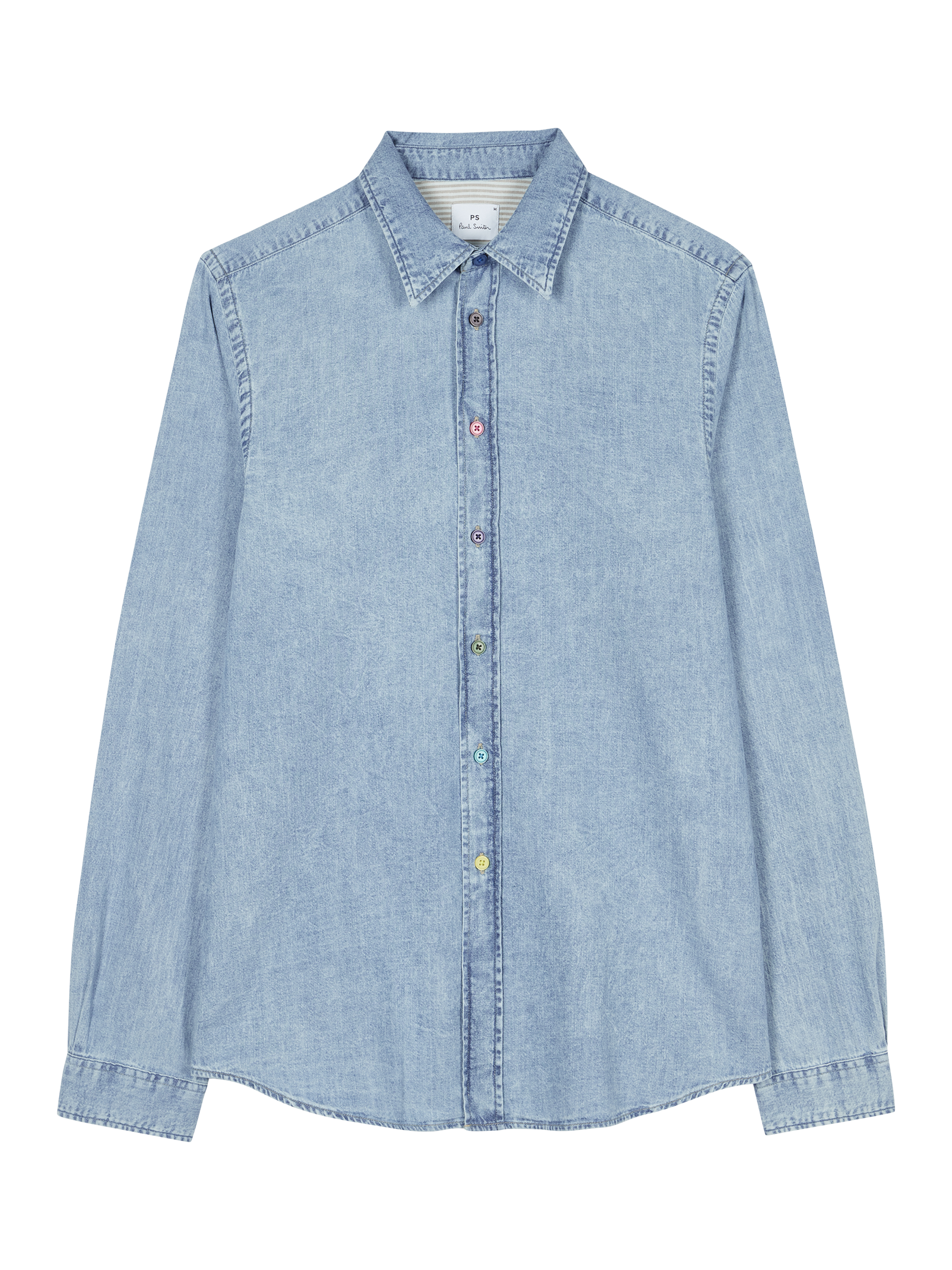 Product image 1 of 2, which shows PS Paul Smith Cotton Tailored Fit Denim Shirt, Blue, S