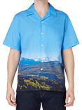 PS Paul Smith Cotton Regular Fit Landscape Print Shirt, Blue