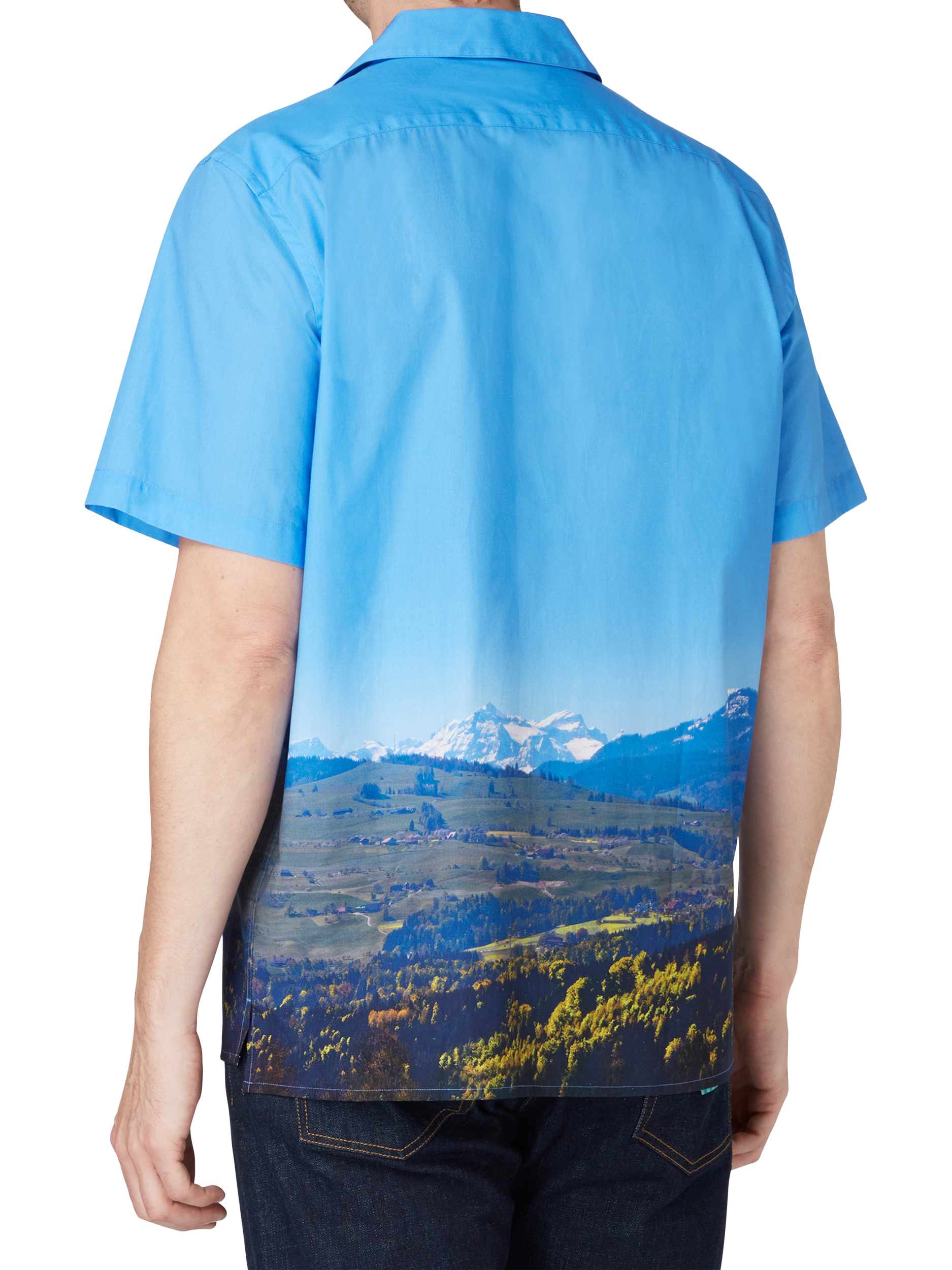 Product image 2 of 2, which shows PS Paul Smith Cotton Regular Fit Landscape Print Shirt, Blue, S