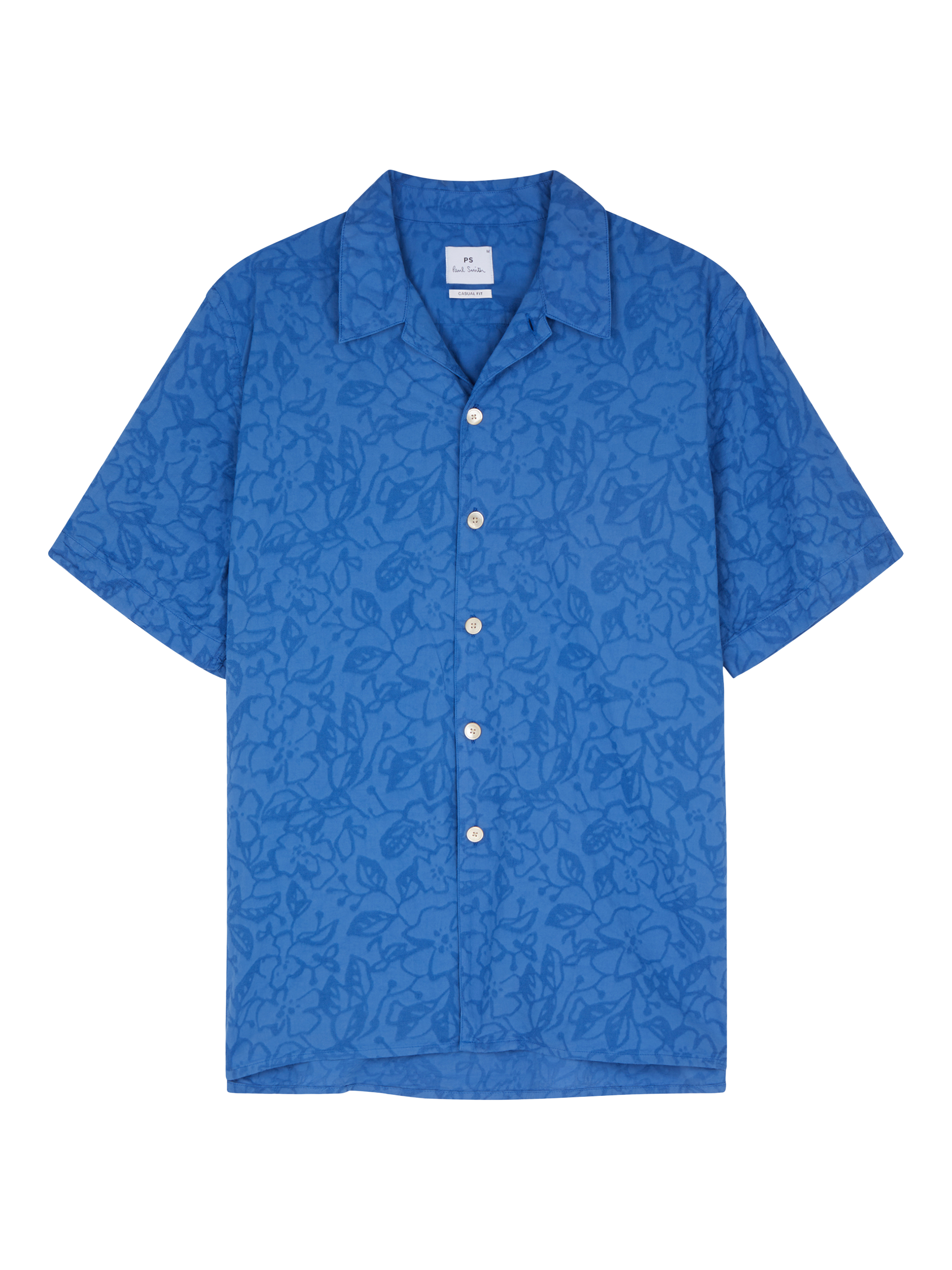 Product image 1 of 2, which shows PS Paul Smith Cotton Regular Fit Revere Collar Floral Shirt, Blue, S