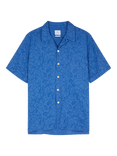 PS Paul Smith Cotton Regular Fit Revere Collar Floral Shirt, Blue