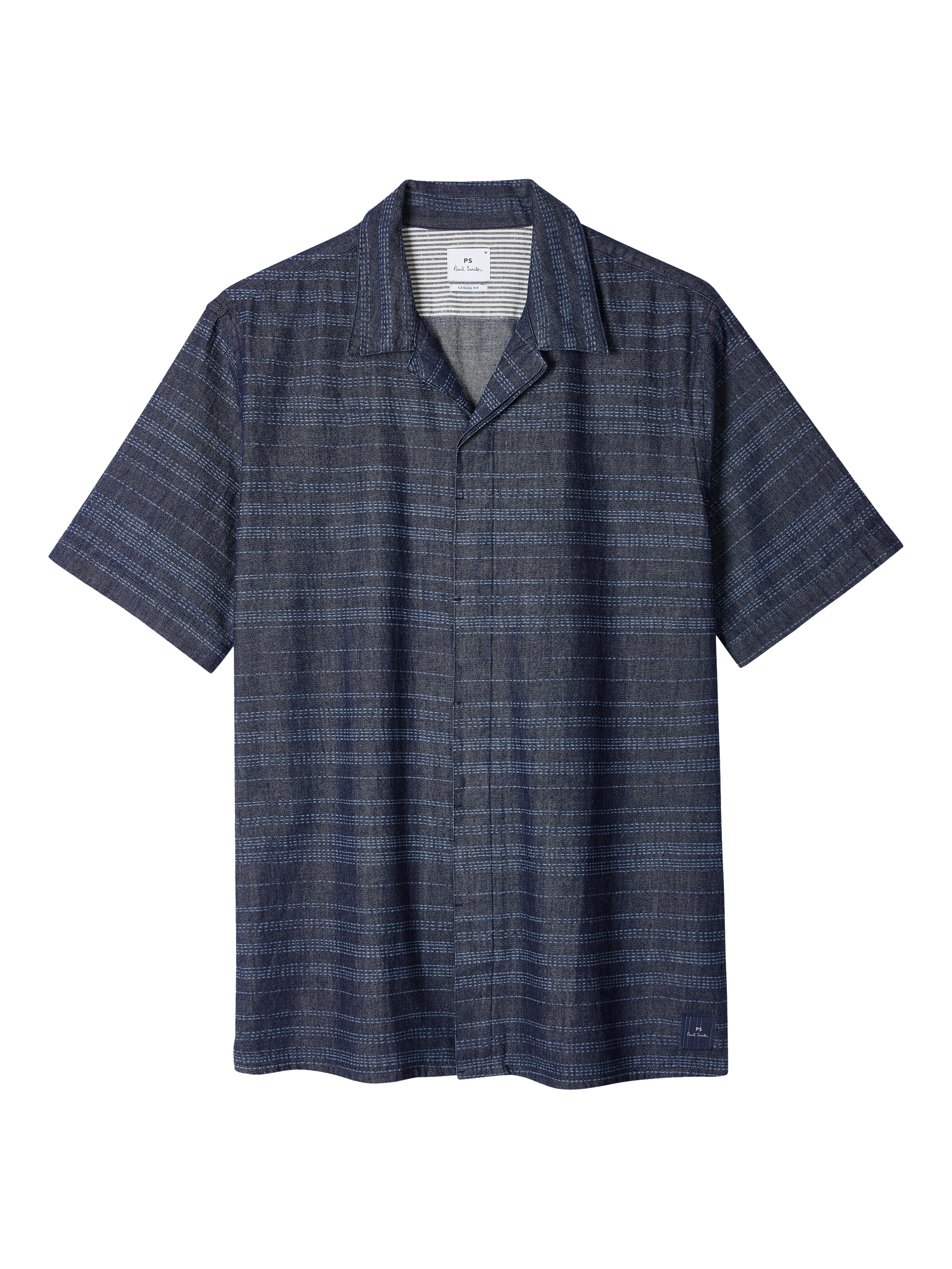 Product image 4 of 5, which shows Paul Smith Stripe Short Sleeve Shirt, Blue, S