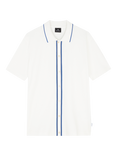 PS Paul Smith Cotton Blend Regular Fit Striped Button-Through Polo Shirt, White