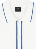 PS Paul Smith Cotton Blend Regular Fit Striped Button-Through Polo Shirt, White