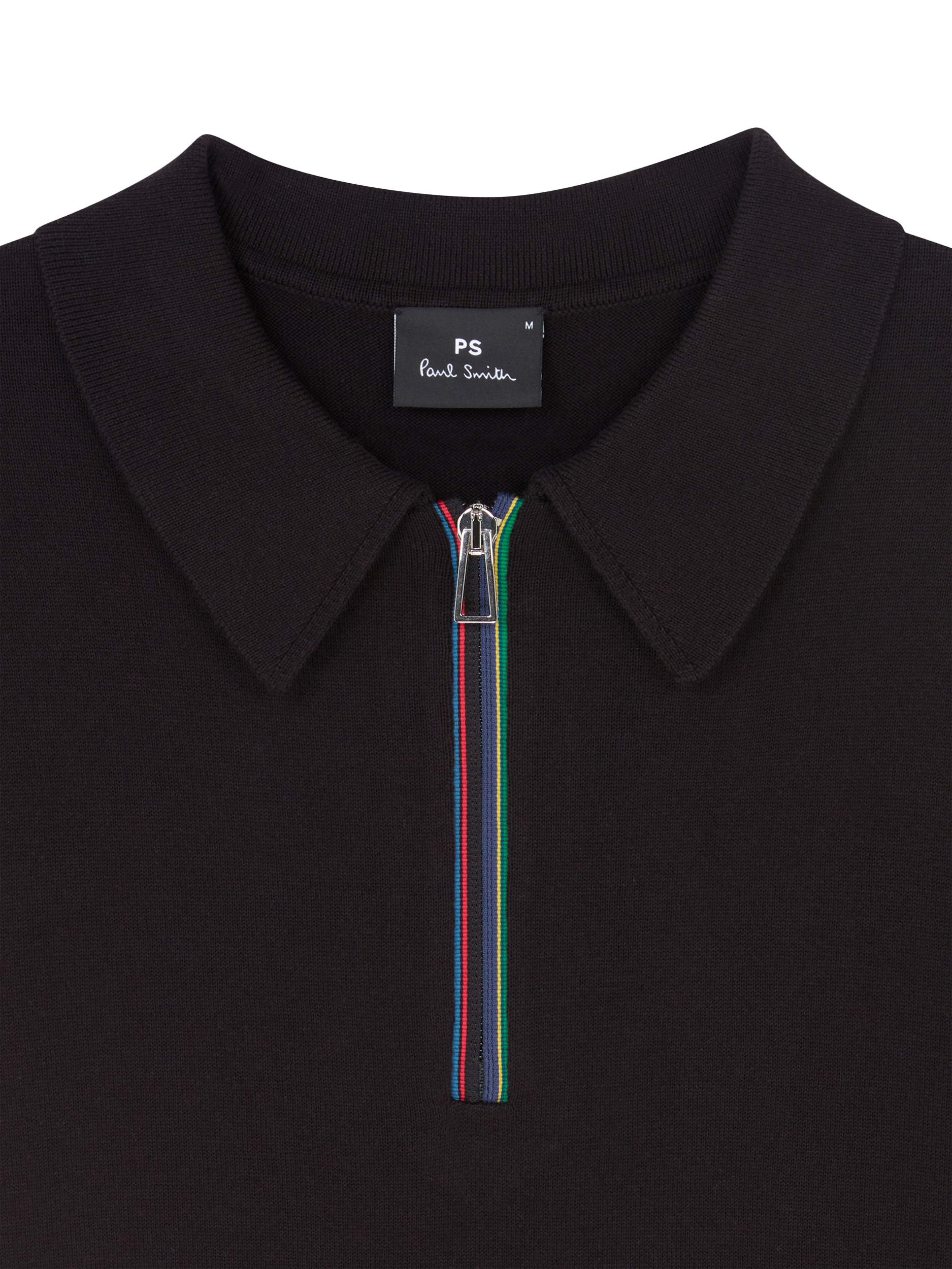 Product image 2 of 2, which shows PS Paul Smith Cotton Regular Fit Zip-Neck Polo Shirt, Black, S