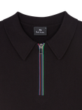 PS Paul Smith Cotton Regular Fit Zip-Neck Polo Shirt, Black