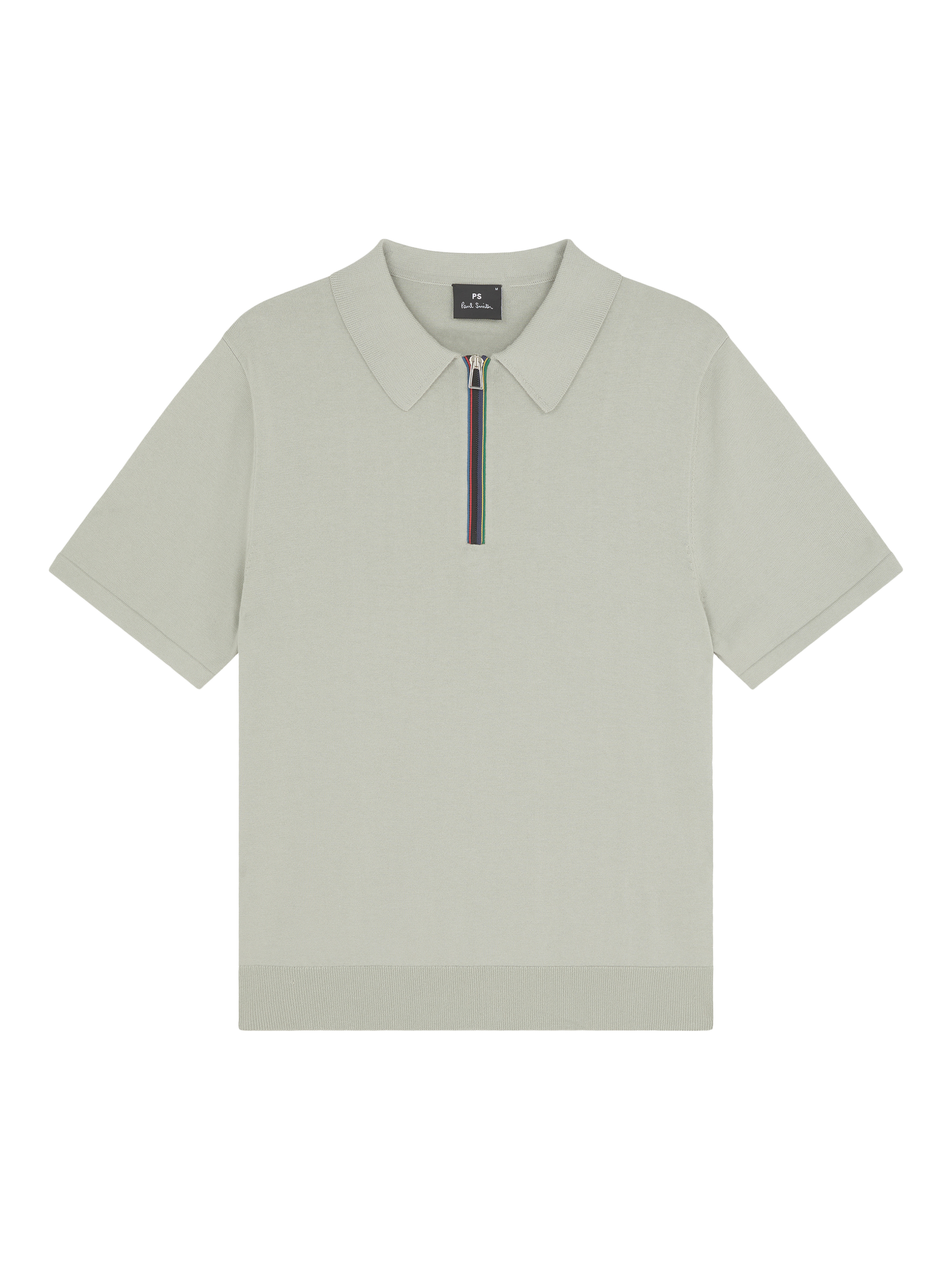 Product image 1 of 3, which shows PS Paul Smith Cotton Regular Fit Zip-Neck Polo Shirt, Grey, S