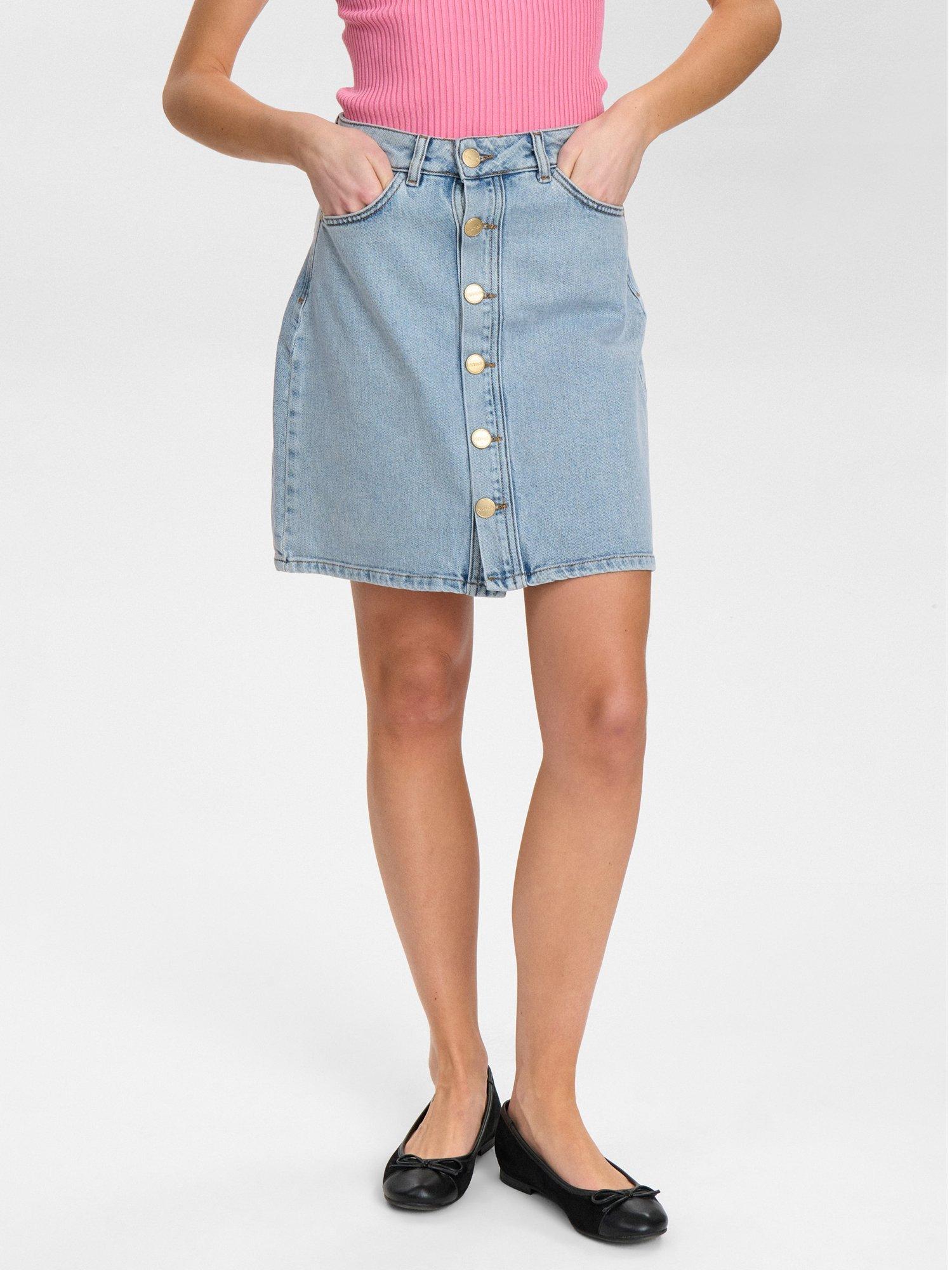 Product image 1 of 7, which shows Numph Nutoronto Denim Skirt, Light Blue, 38