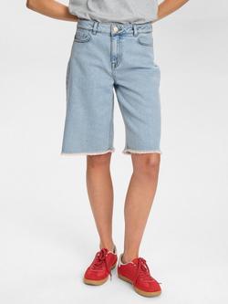 Numph Nutoronto Denim Mid Longline Shorts, Light Blue