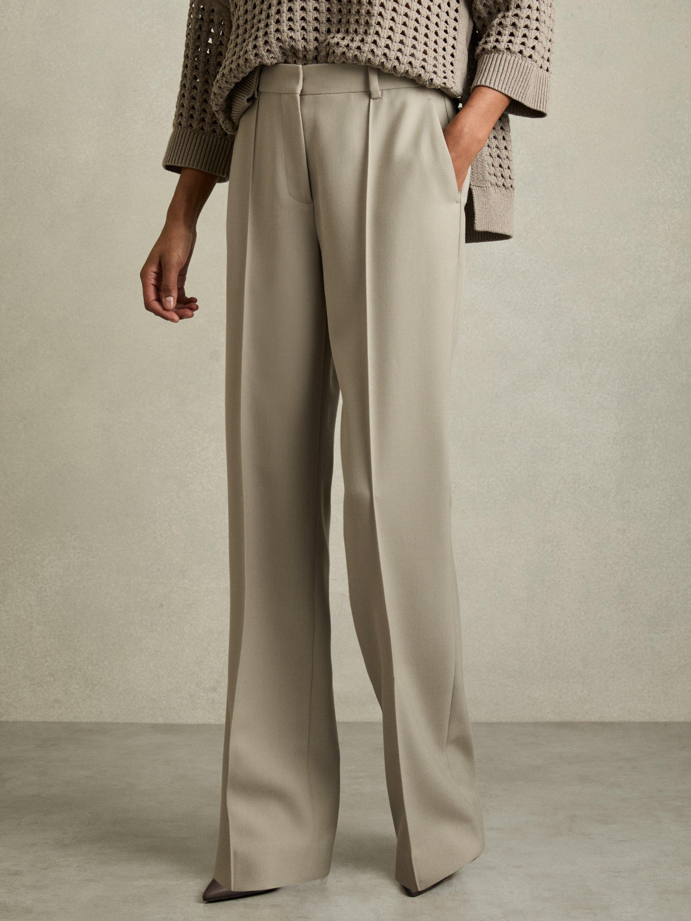 Product image 1 of 5, which shows Reiss Petite Brittany Straight Trousers, Neutral, 6Pt