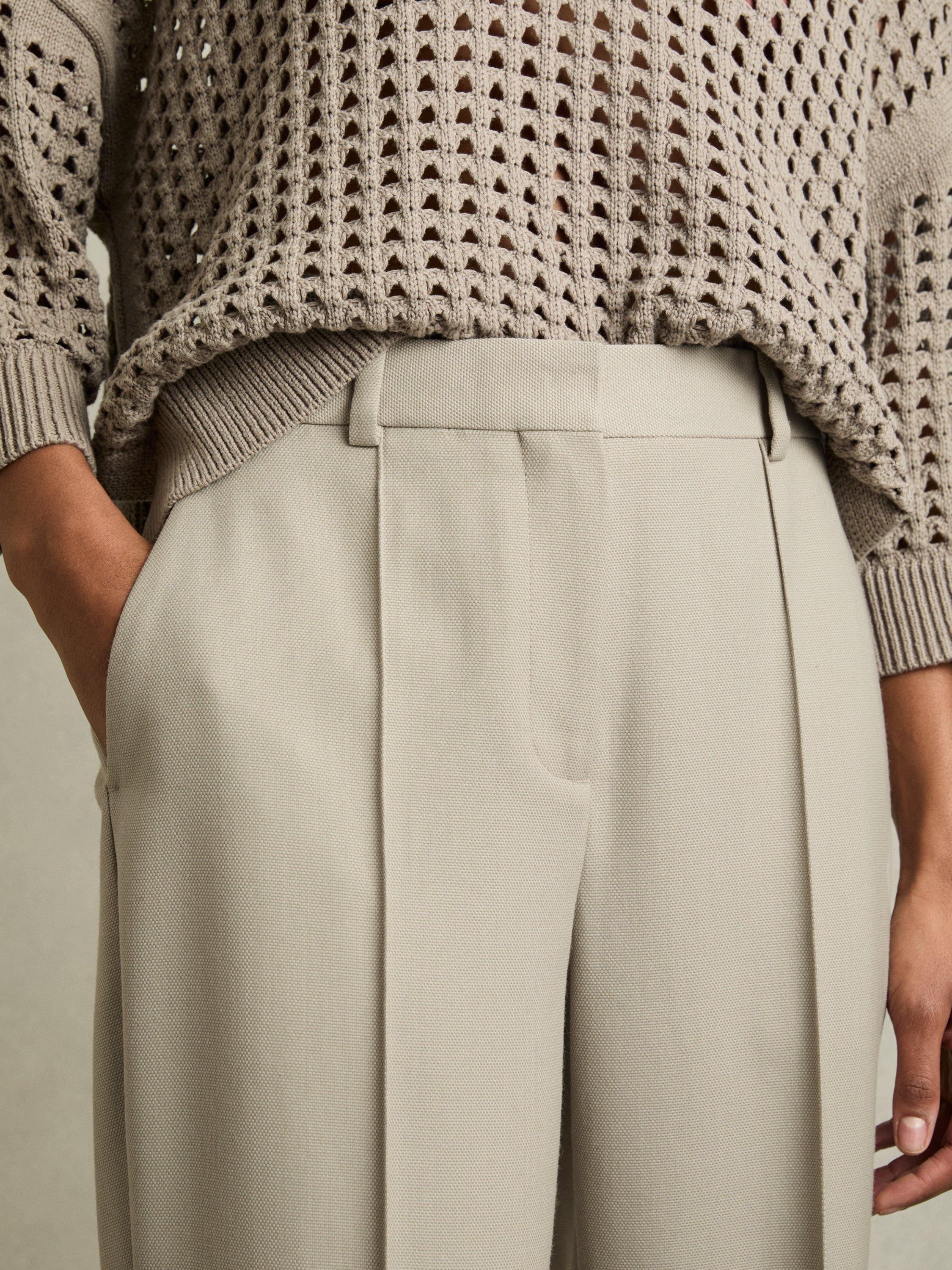 Product image 5 of 5, which shows Reiss Petite Brittany Straight Trousers, Neutral, 6Pt