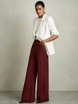 Reiss Heather Palazzo Trousers, Dark Red