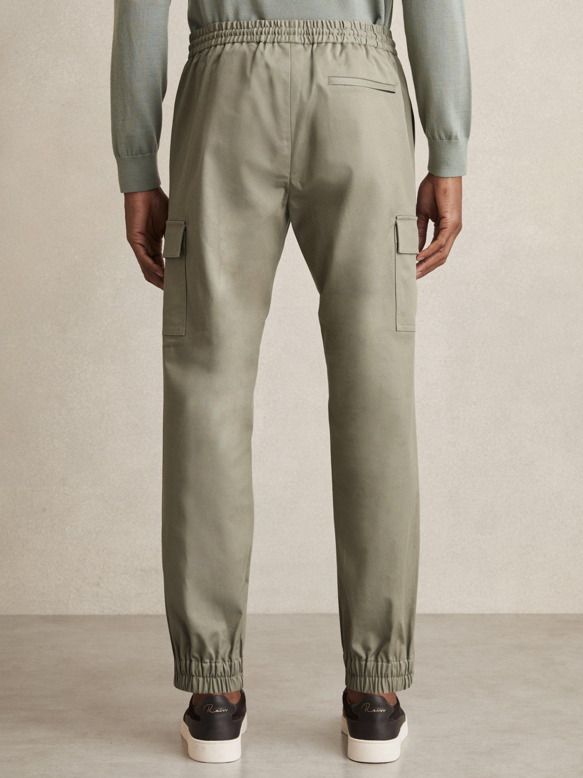 Product image 2 of 5, which shows Reiss Haven Cargo Trousers, Khaki Green, 32R