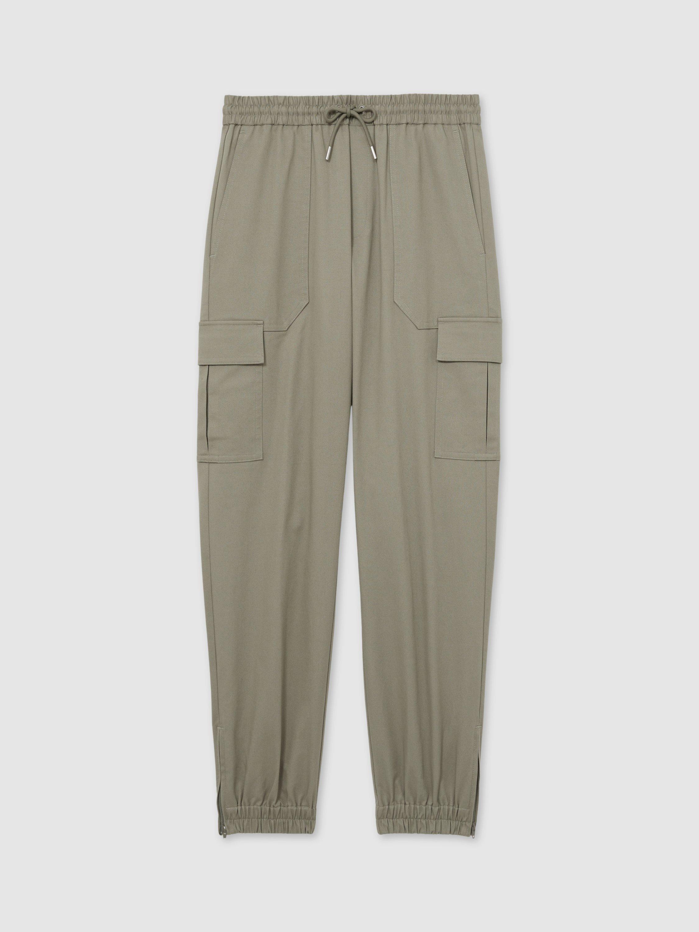 Product image 3 of 5, which shows Reiss Haven Cargo Trousers, Khaki Green, 32R