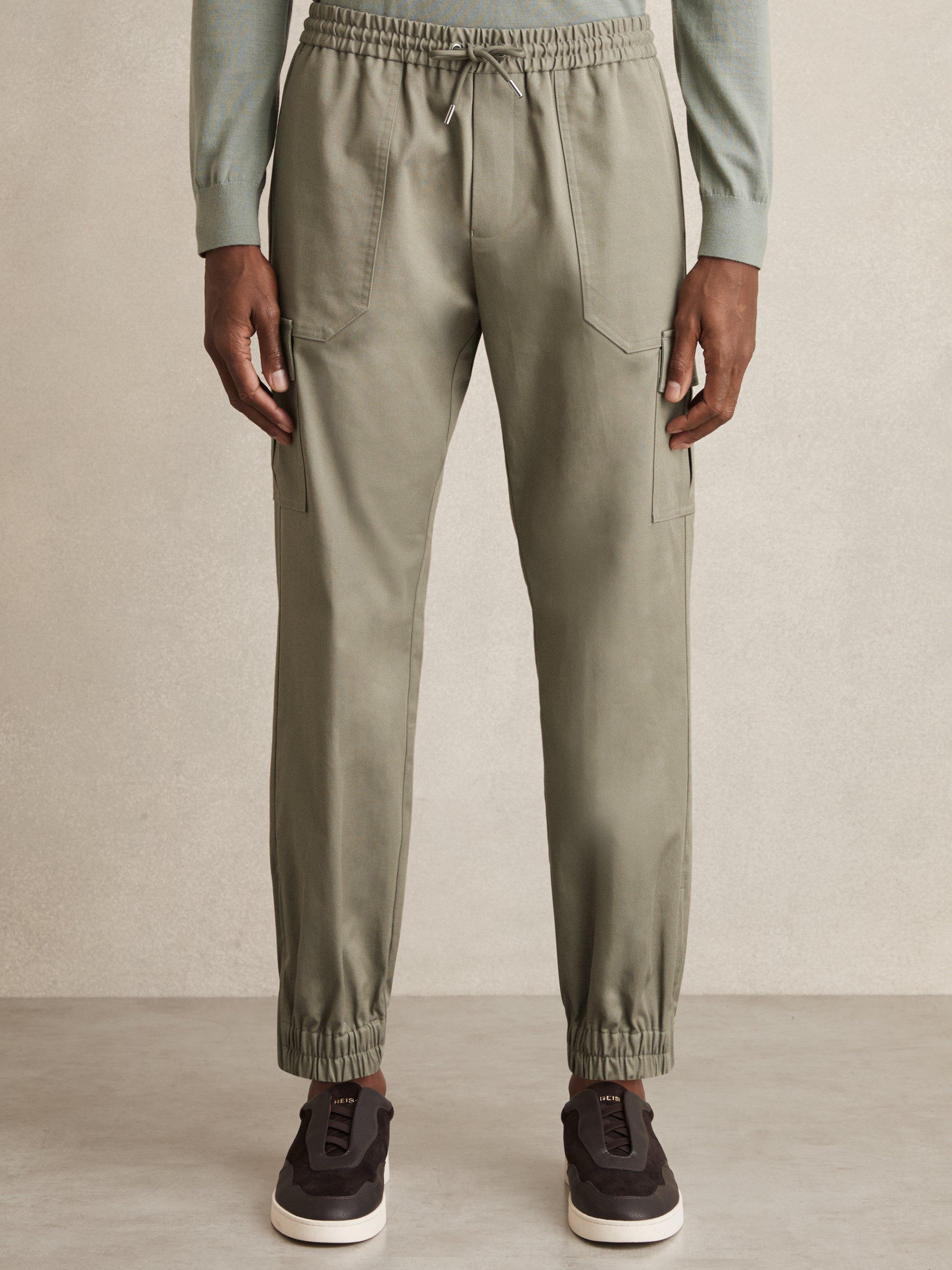 Product image 4 of 5, which shows Reiss Haven Cargo Trousers, Khaki Green, 32R
