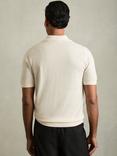 Reiss Duchie Merino Wool Open-Collar Polo Shirt, Snow White