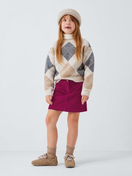 John Lewis Kids' Corduroy Mini Skirt, Multi - view 2, Multi