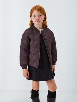 John Lewis Floral Quilted Bomber Jacket, Purple, Purple