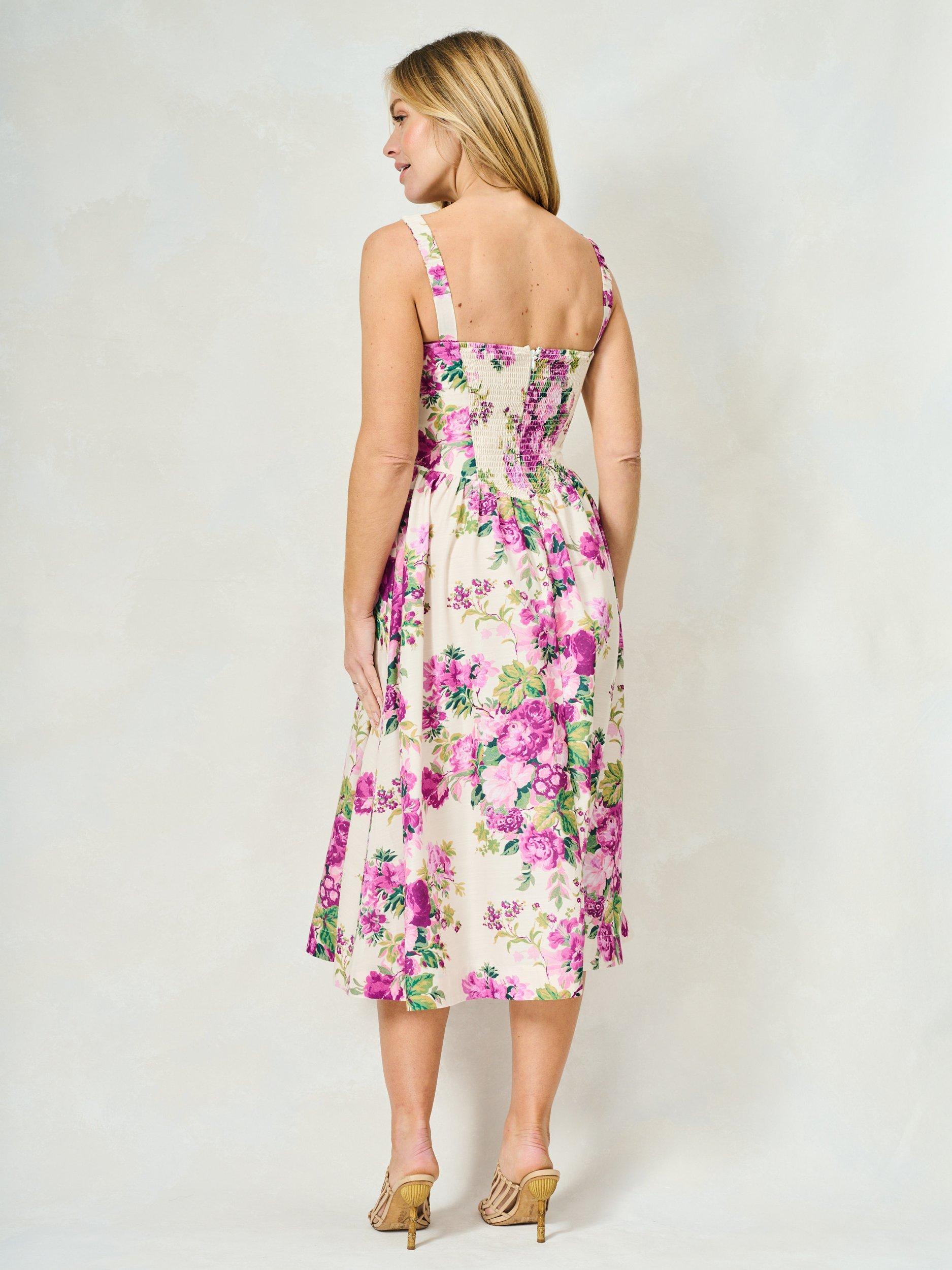 Product image 5 of 11, which shows Hope & Ivy The Alina Floral Midi Dress, Cream Multi, 6