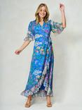 Hope & Ivy The Avaline Floral Wrap Maxi Dress, Blue/Multi