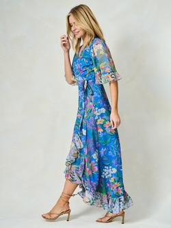 Hope & Ivy The Avaline Floral Wrap Maxi Dress, Blue/Multi - view 2, Blue/Multi