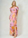 Hope & Ivy The Bella Floral Wrap Maxi Dress, Pink/Multi