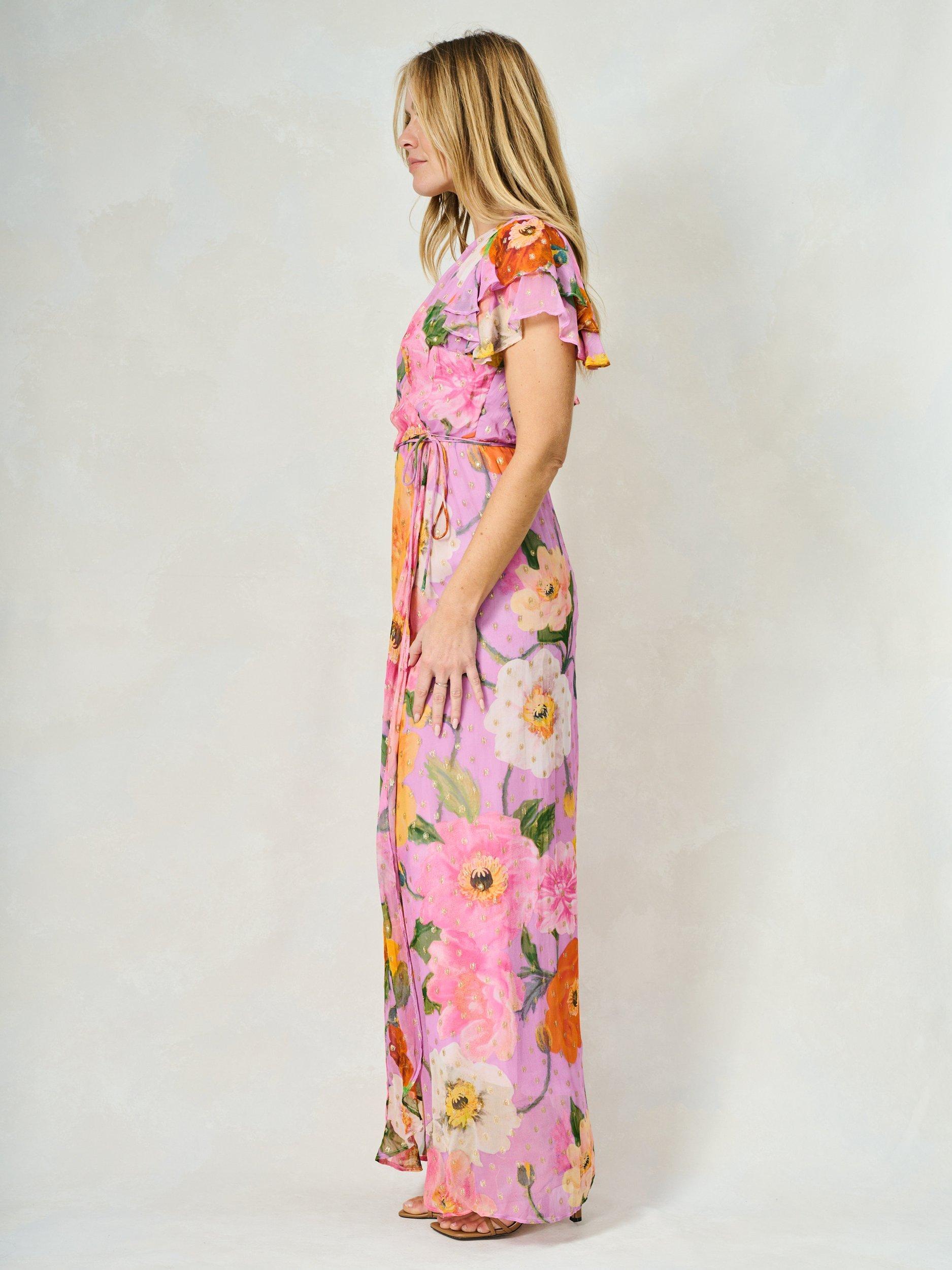 Product image 3 of 5, which shows Hope & Ivy The Bella Floral Wrap Maxi Dress, Pink/Multi, 6