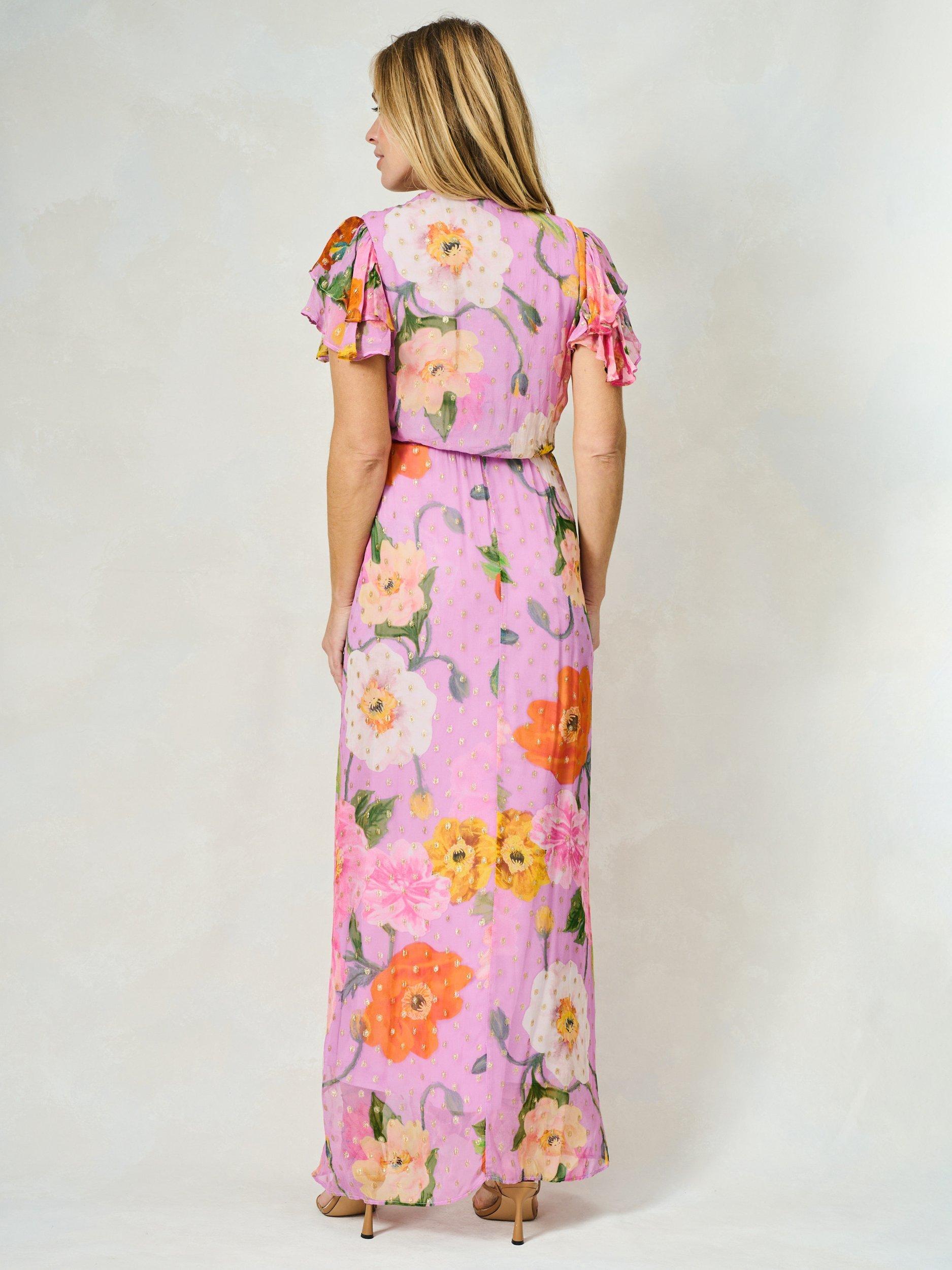 Product image 4 of 5, which shows Hope & Ivy The Bella Floral Wrap Maxi Dress, Pink/Multi, 6
