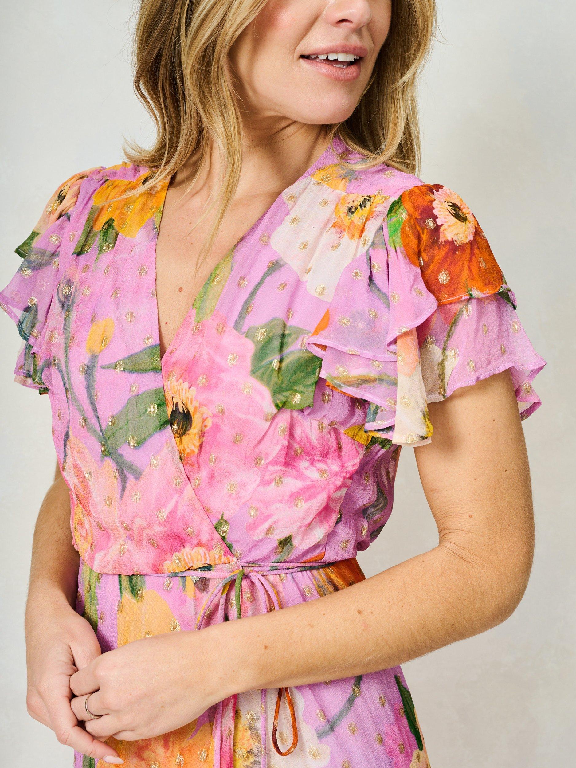 Product image 5 of 5, which shows Hope & Ivy The Bella Floral Wrap Maxi Dress, Pink/Multi, 6