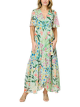 Hope & Ivy The Bonnie Floral Wrap Dress, Green Multi