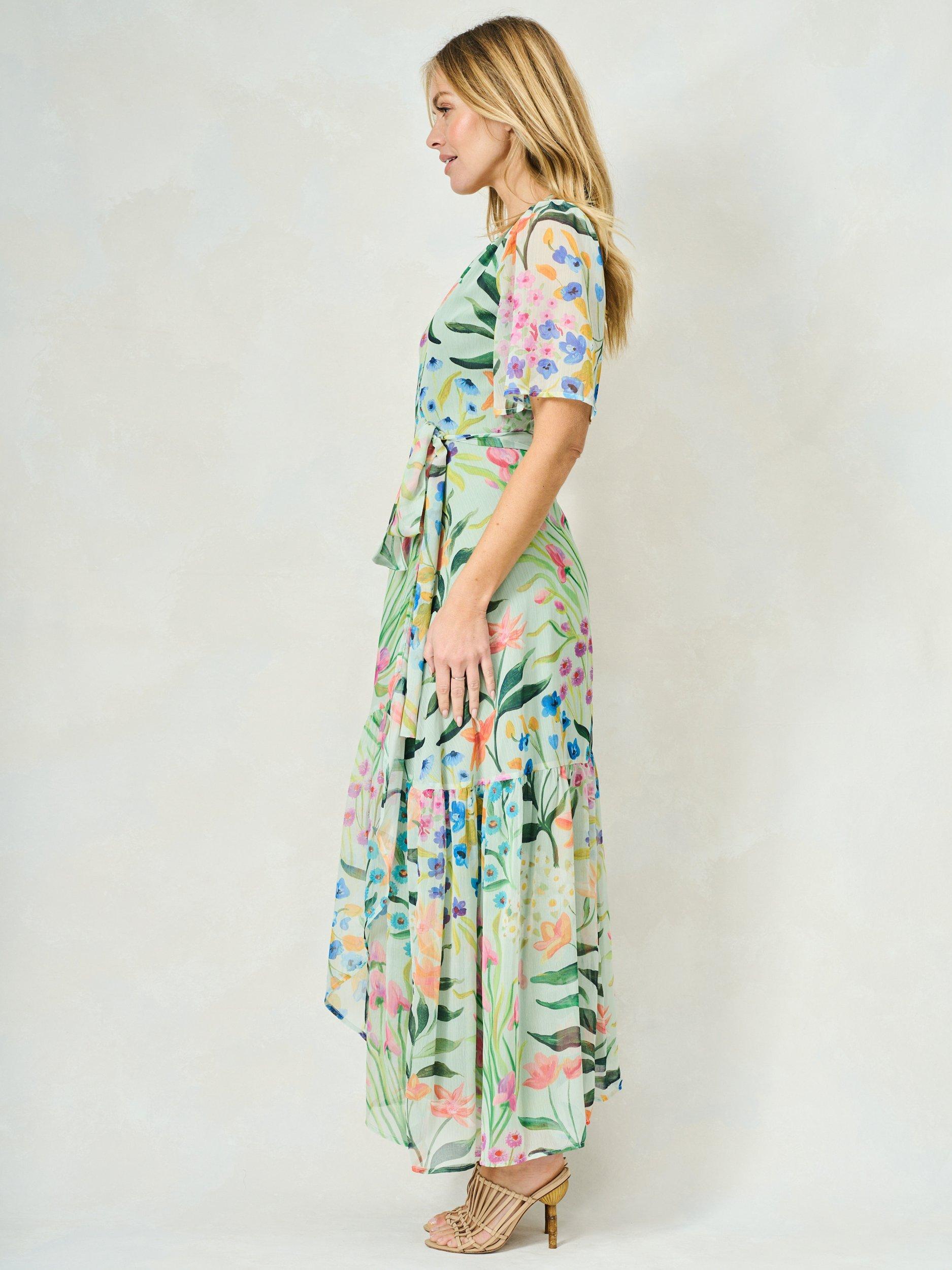 Product image 2 of 6, which shows Hope & Ivy The Bonnie Floral Wrap Dress, Green Multi, 6