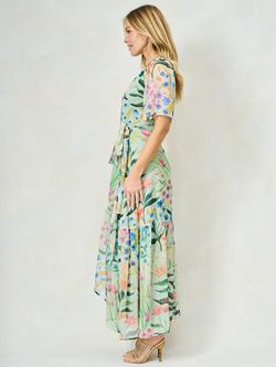 Hope & Ivy The Bonnie Floral Wrap Dress, Green Multi - view 2, Green Multi