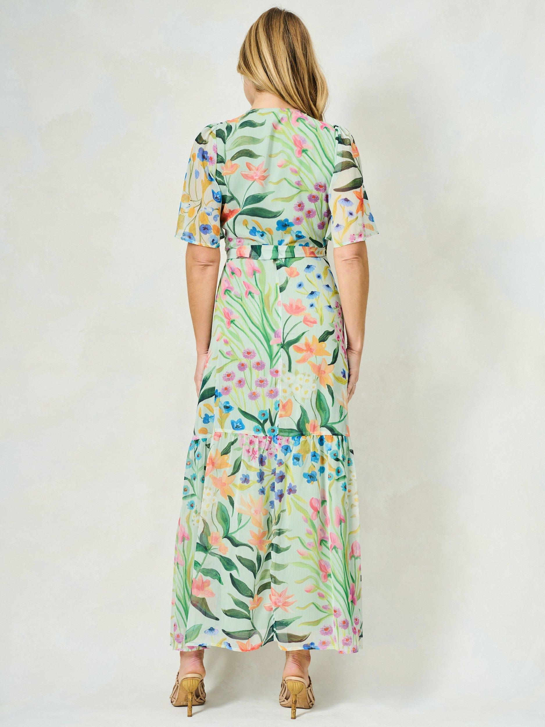 Product image 4 of 6, which shows Hope & Ivy The Bonnie Floral Wrap Dress, Green Multi, 6