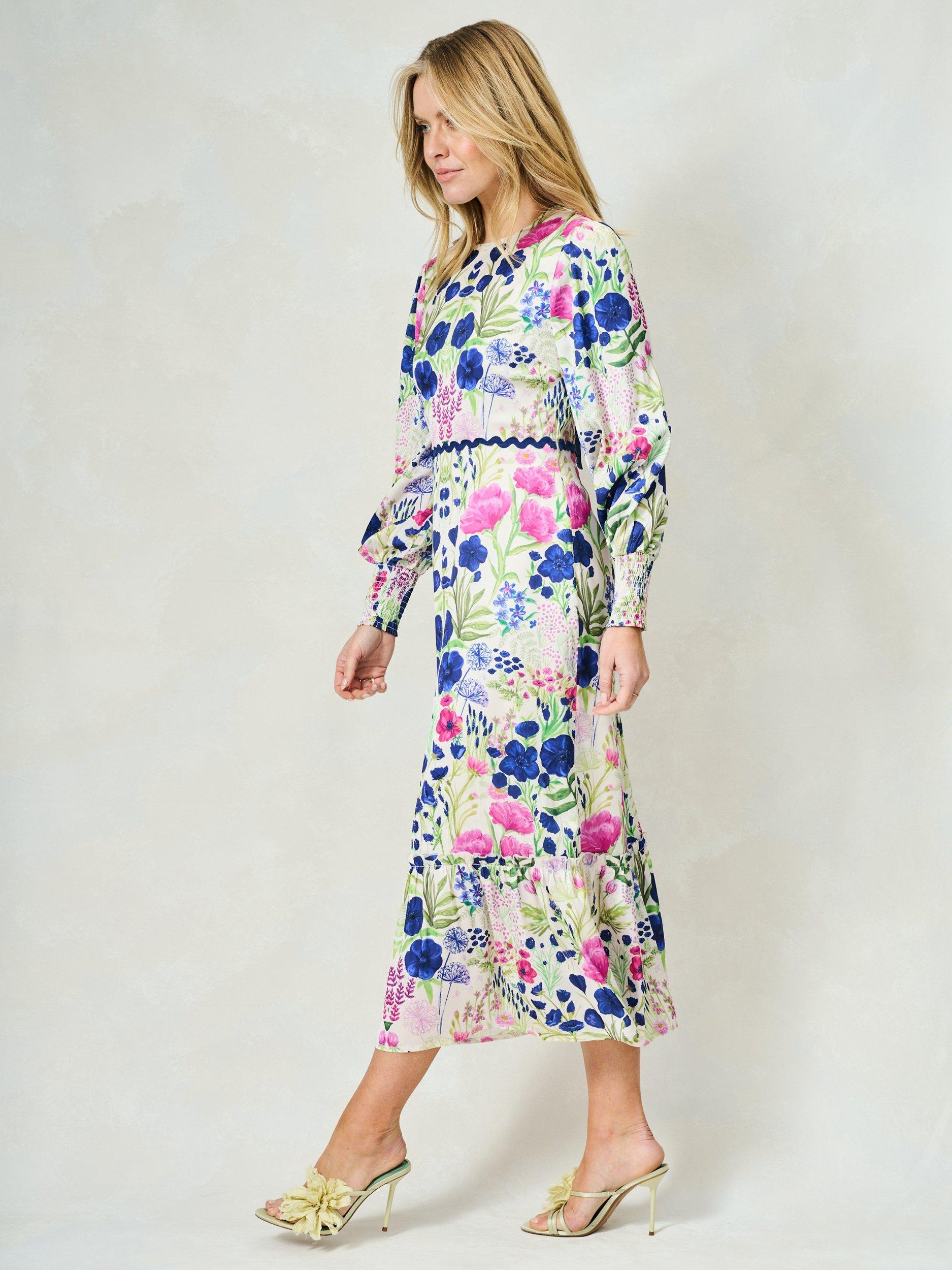 Product image 3 of 4, which shows Hope & Ivy The Caroline Floral Midi Dress, White/Multi, 8