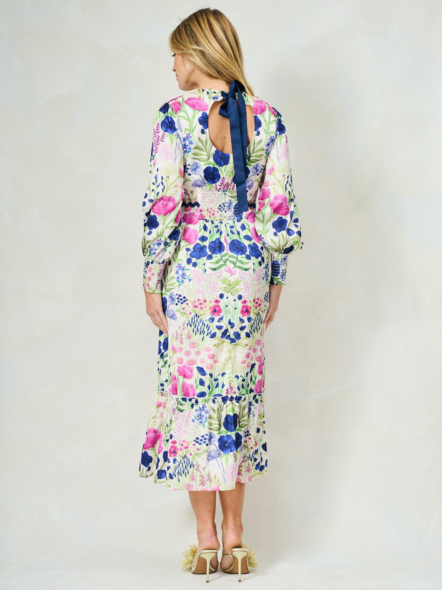 Product image 4 of 4, which shows Hope & Ivy The Caroline Floral Midi Dress, White/Multi, 8