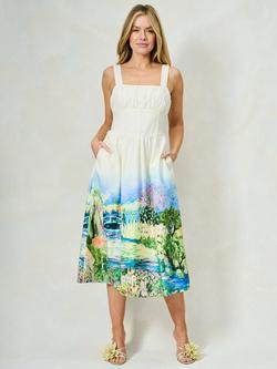 Hope & Ivy The Celine Watercolour Dress, White Multi, White Multi