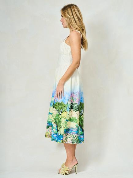 Hope & Ivy The Celine Watercolour Dress, White Multi - view 2, White Multi