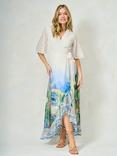 Hope & Ivy The Elise Watercolour Wrap Dress, White/Multi