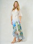 Hope & Ivy The Elise Watercolour Wrap Dress, White/Multi