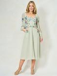 Hope & Ivy The Gemma Floral Embroidered Tea Dress, Green Multi