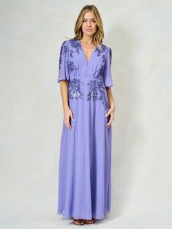 Hope & Ivy The Hartley Floral Embellished Maxi Dress, Purple Periwinkle, Purple Periwinkle
