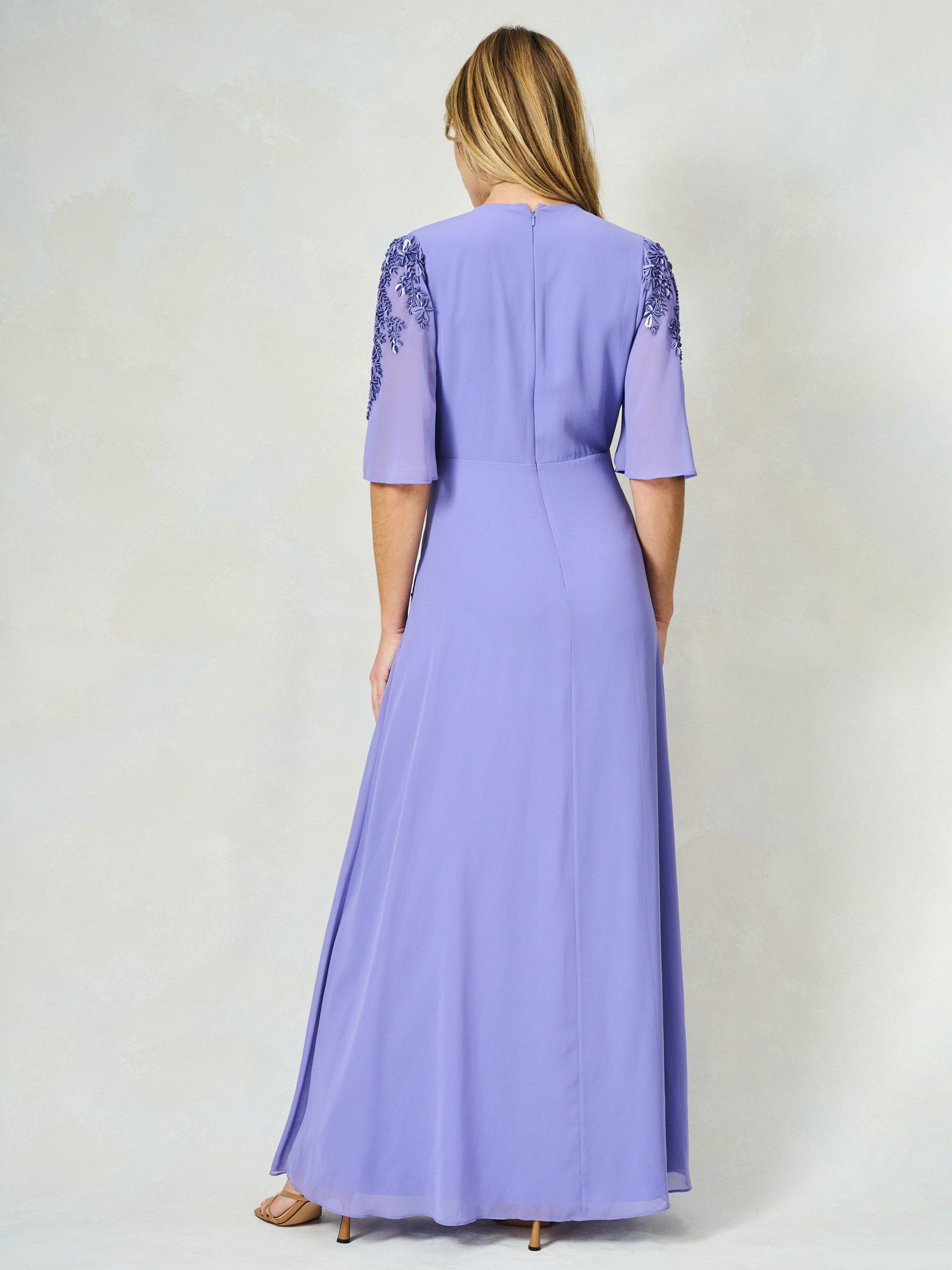 Product image 4 of 6, which shows Hope & Ivy The Hartley Floral Embellished Maxi Dress, Purple Periwinkle, 8