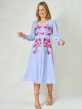 Hope & Ivy The Isabel Embroidered Floral Dress, Light Blue And Pink
