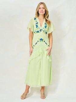 Hope & Ivy The Ivanna Embroidered Lace Georgette Maxi Dress, Green Multi, Green Multi