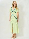 Hope & Ivy The Ivanna Embroidered Lace Georgette Maxi Dress, Green Multi