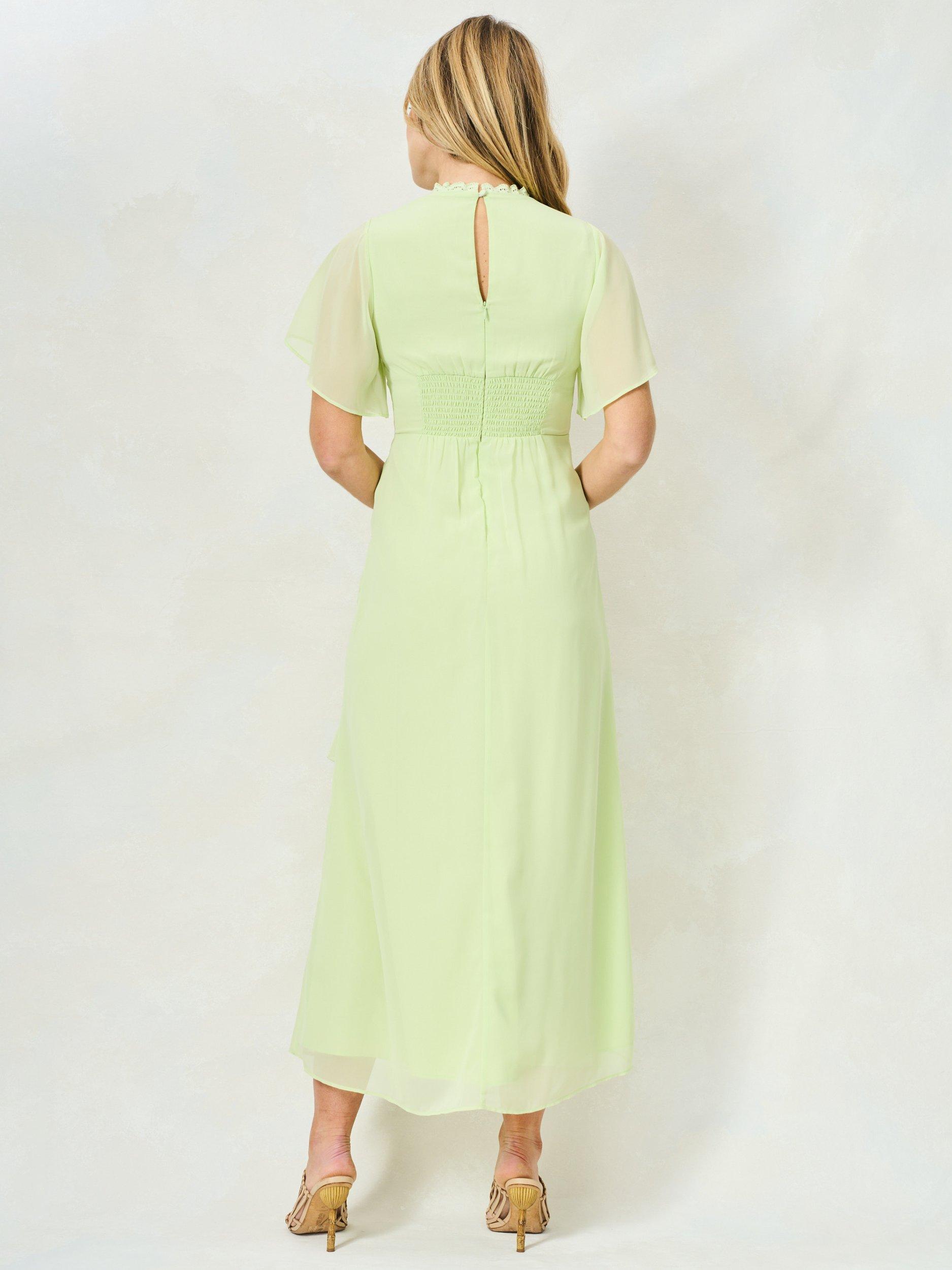 Product image 5 of 7, which shows Hope & Ivy The Ivanna Embroidered Lace Georgette Maxi Dress, Green Multi, 6