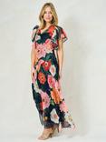 Hope & Ivy The Jean Floral Georgette Cowl Neck Maxi Dress, Navy Multi